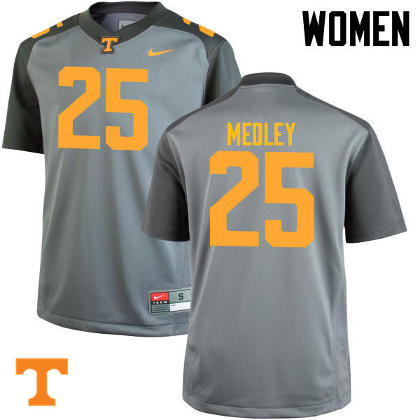 Women #25 Aaron Medley Tennessee Volunteers College Football Jerseys-Gray